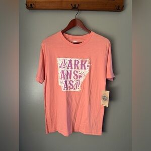 Coral Arkansas Graphic T-Shirt, “Super Soft Fabric”, lightweight, Size Small